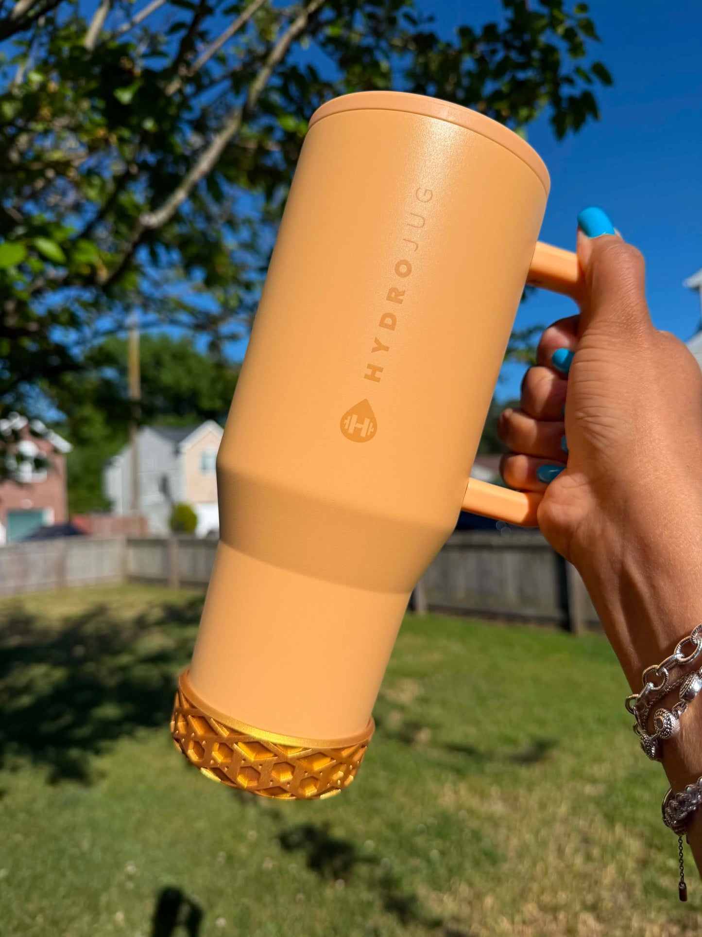 Gold Metallic Shorty Waffle 3" - Silicone Tumbler Boot