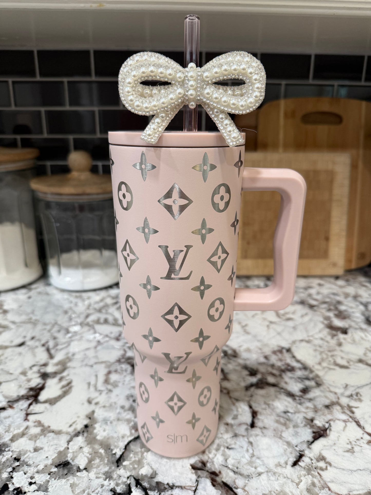 White Pearl - Boujee Tumbler Bow