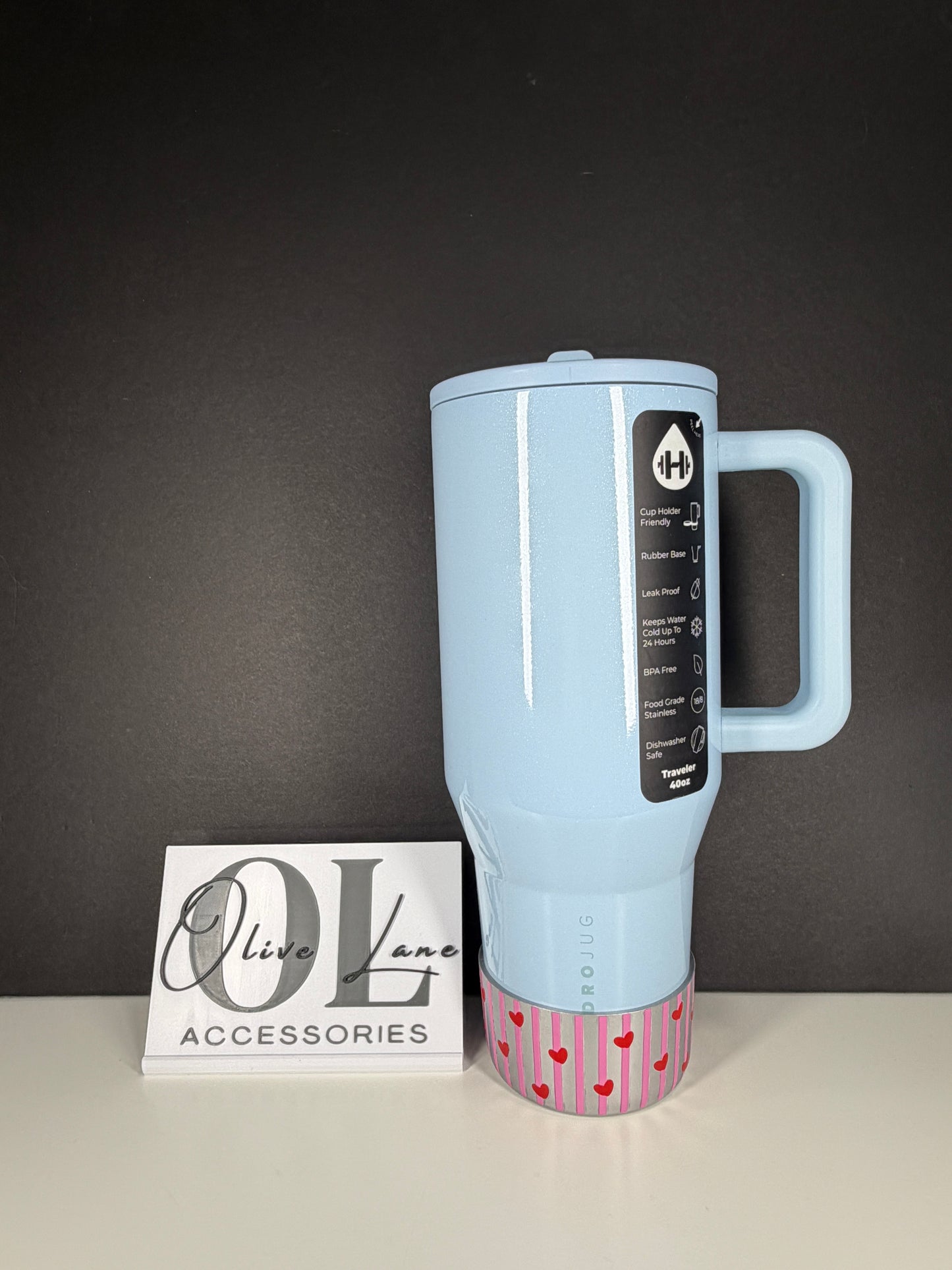 Sweetheart Stripes Silver - 3D Silicone Tumbler Boot