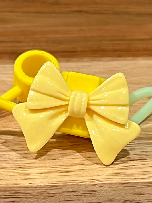 Yellow Bow Silicone Straw Topper 10mm