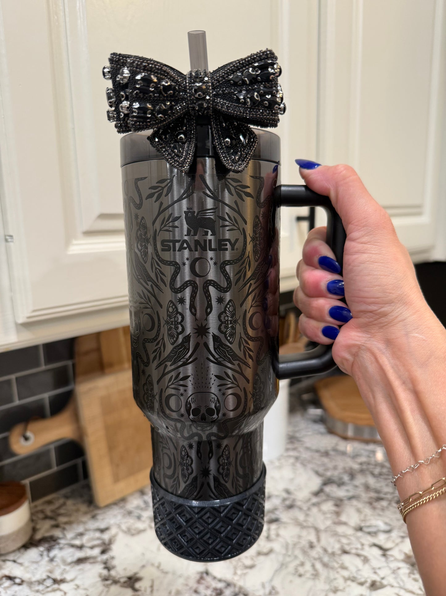 Black Rhinestone - Boujee Tumbler Bow