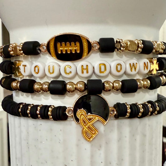 Football Black White Gold - Tumbler Bracelet Stacks