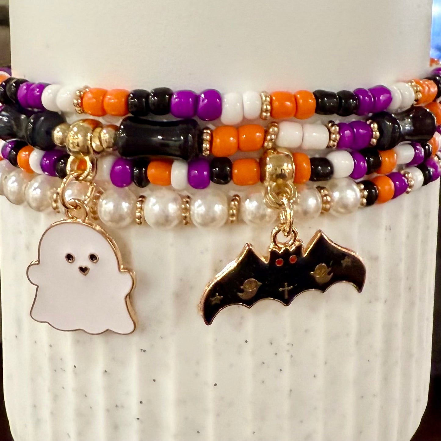 Halloween Bat Ghost - Tumbler Bracelet Stacks