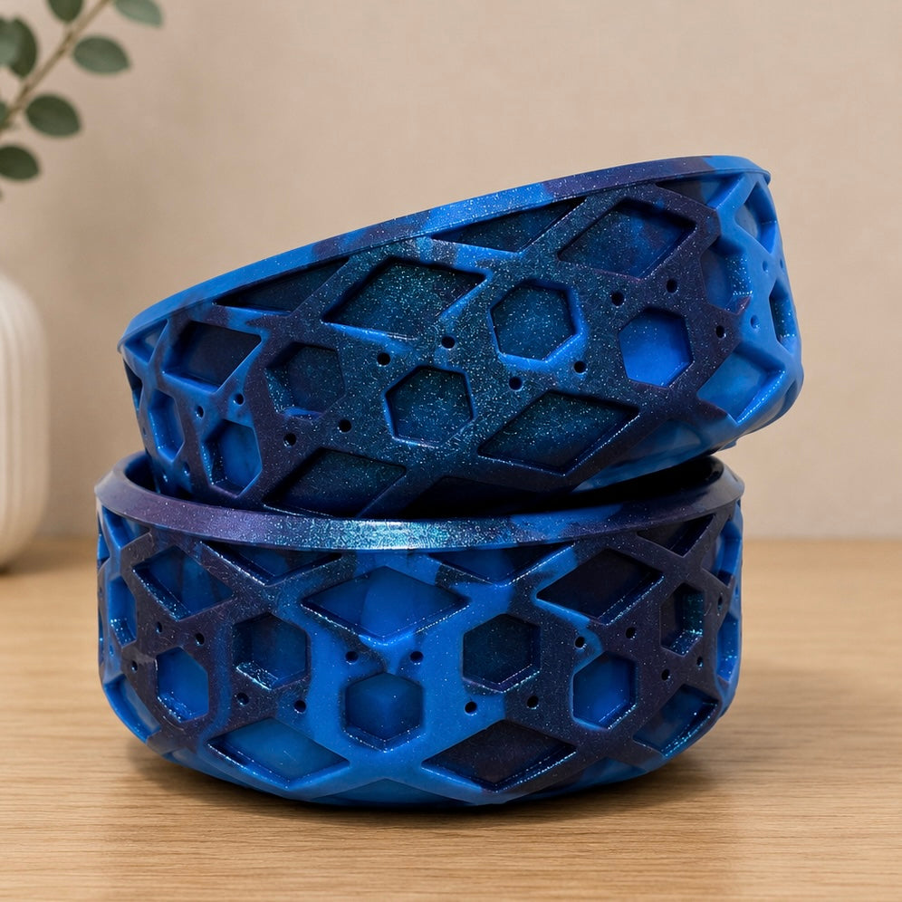 The Blues Swirl SHIMMER Shorty Waffle 3" - Silicone Tumbler Boot