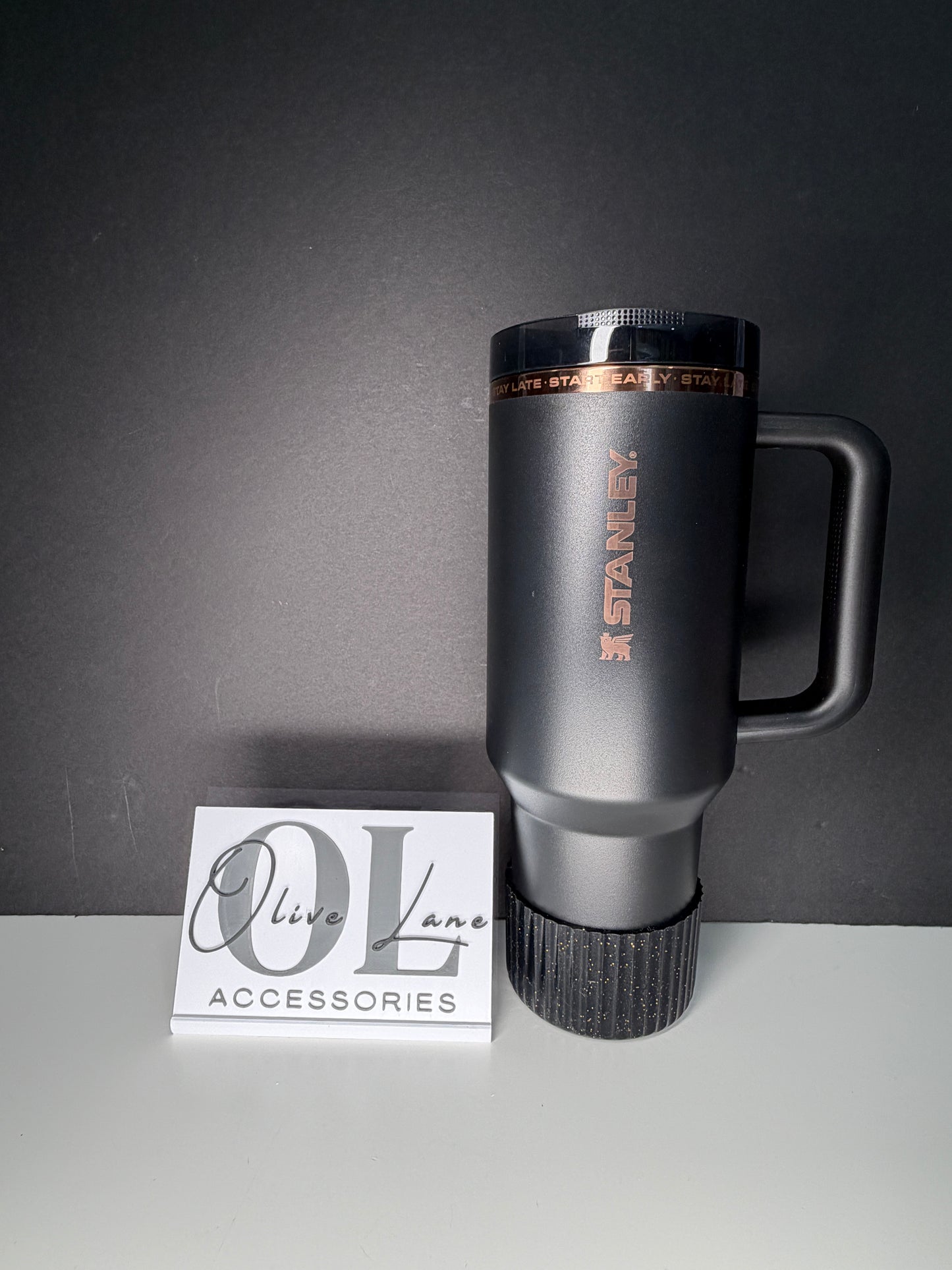 Black Gold Glitter Shiny FLUTED - Silicone Tumbler Boot