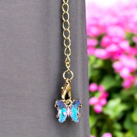 Aqua Purple Butterfly Handle Charm