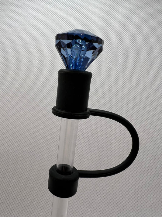 Navy Diamond BLACK Base Straw Topper 10mm