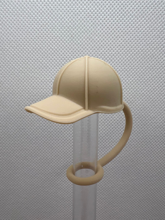 Beige Ballcap Silicone Straw Topper 10mm