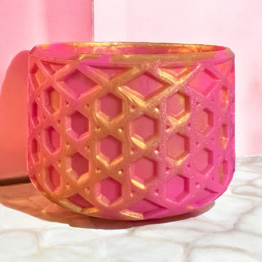 GLINDA Pink Gold Swirl Shimmered WAFFLE Silicone Tumbler Boot