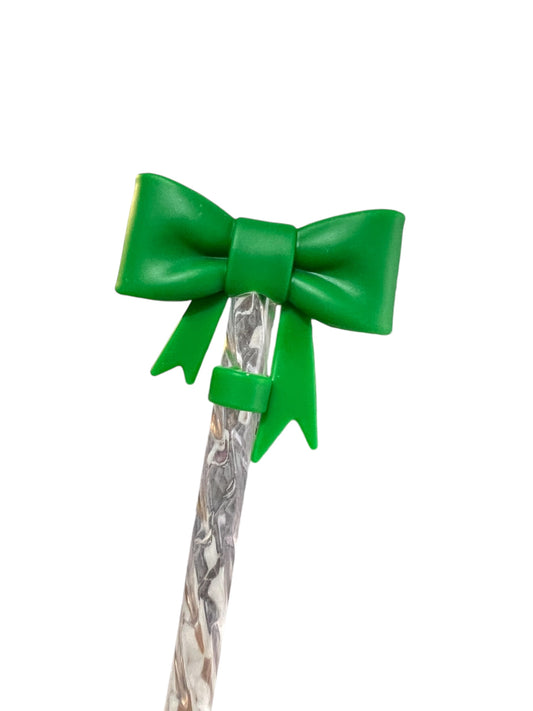 Green Large Bow Silicone Straw Topper 10mm