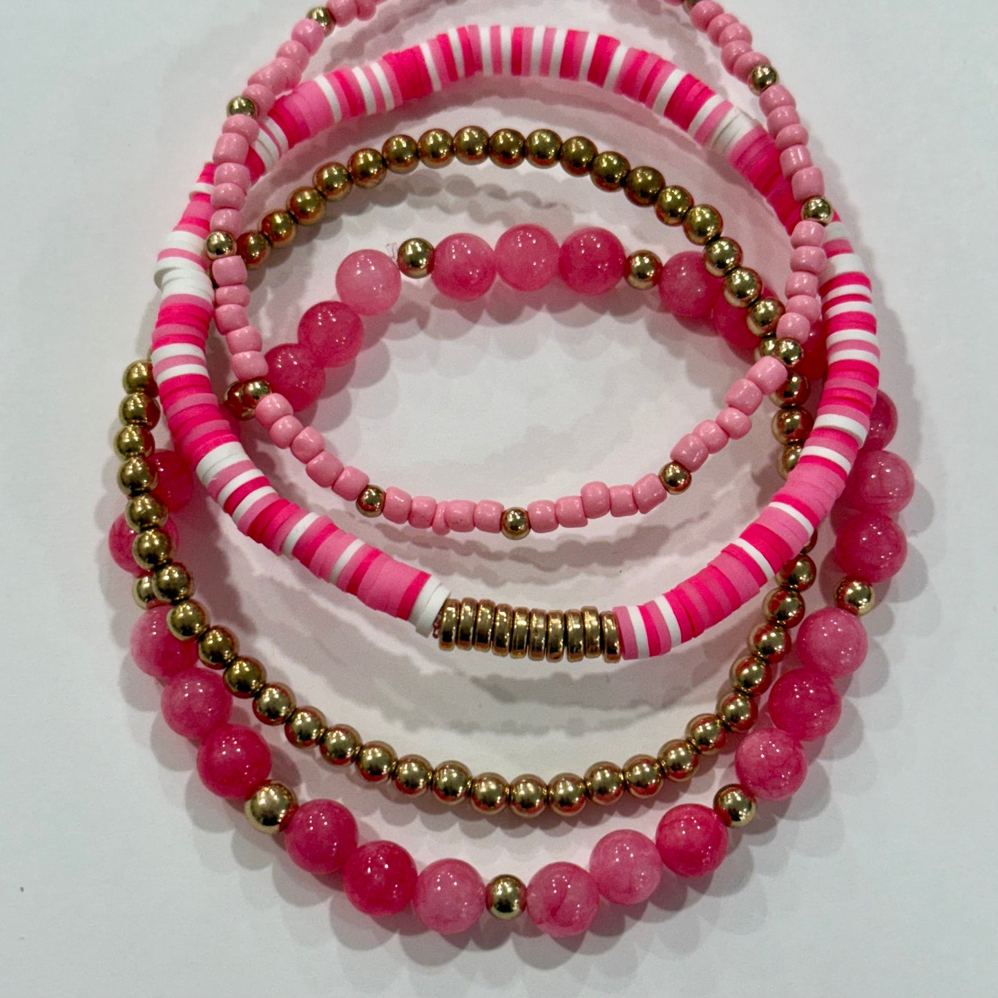 Pink White Gold - Tumbler Bracelet Stacks