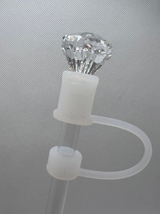 Clear Diamond Silicone TRANSPARENT Base Straw Topper 10mm