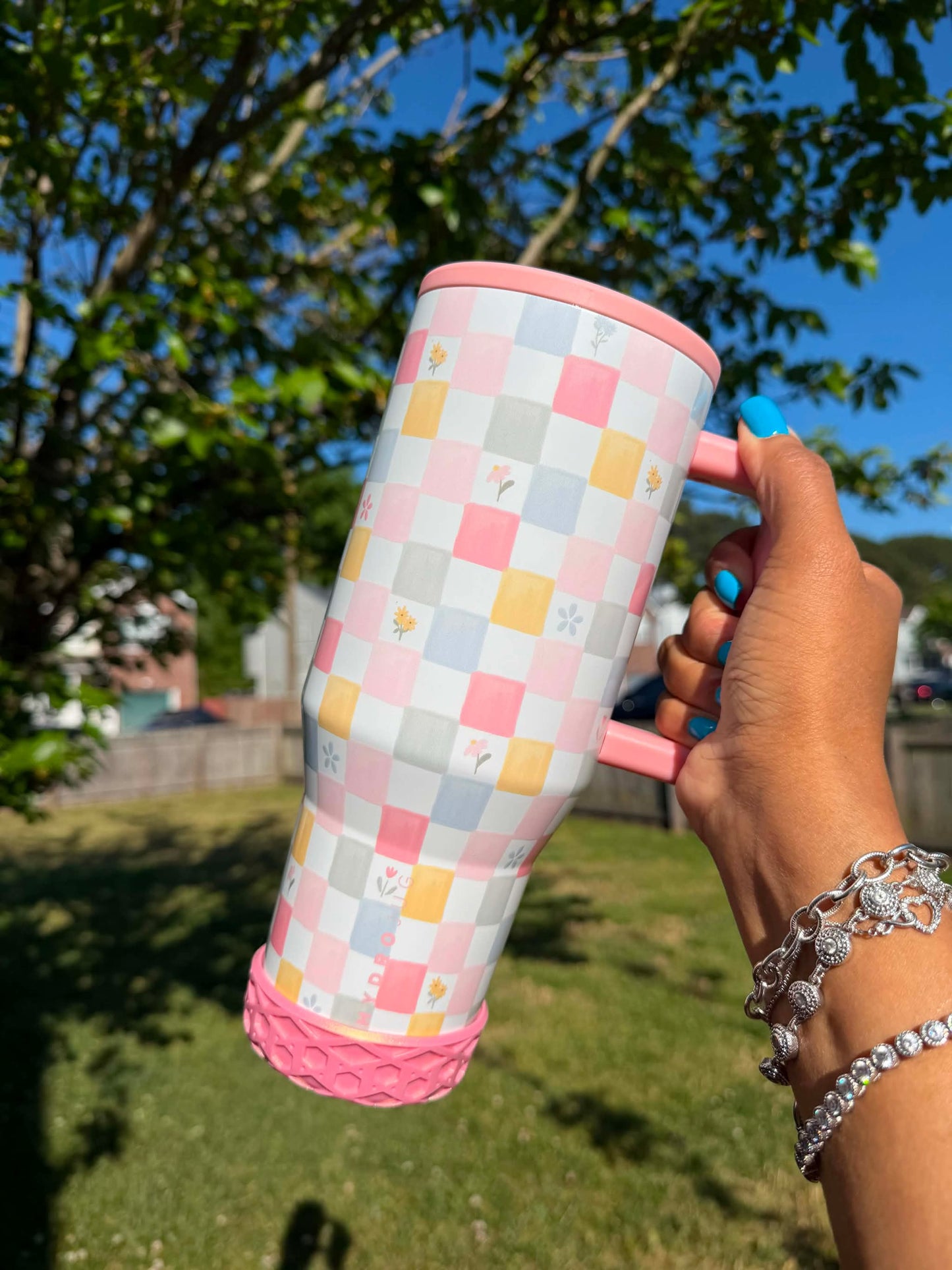 Blush Metallic Shorty Waffle 3" - Silicone Tumbler Boot