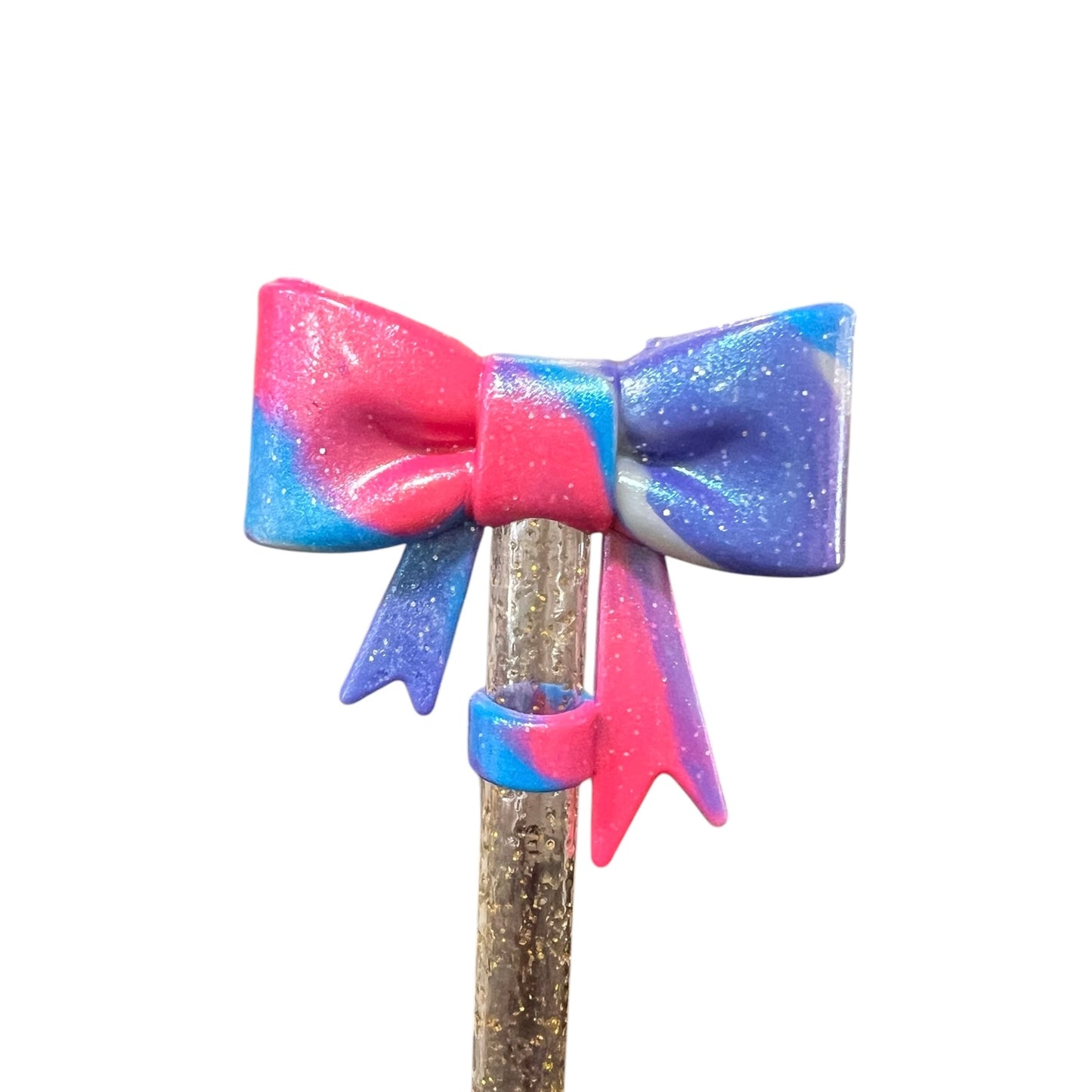 Rocker Shimmer Large Bow - Silicone Straw Topper 10mm