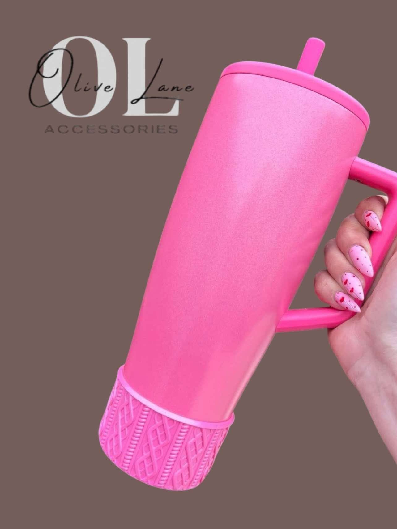 Cotton Candy Pink SHIMMER - SWEATER Silicone Tumbler Boot