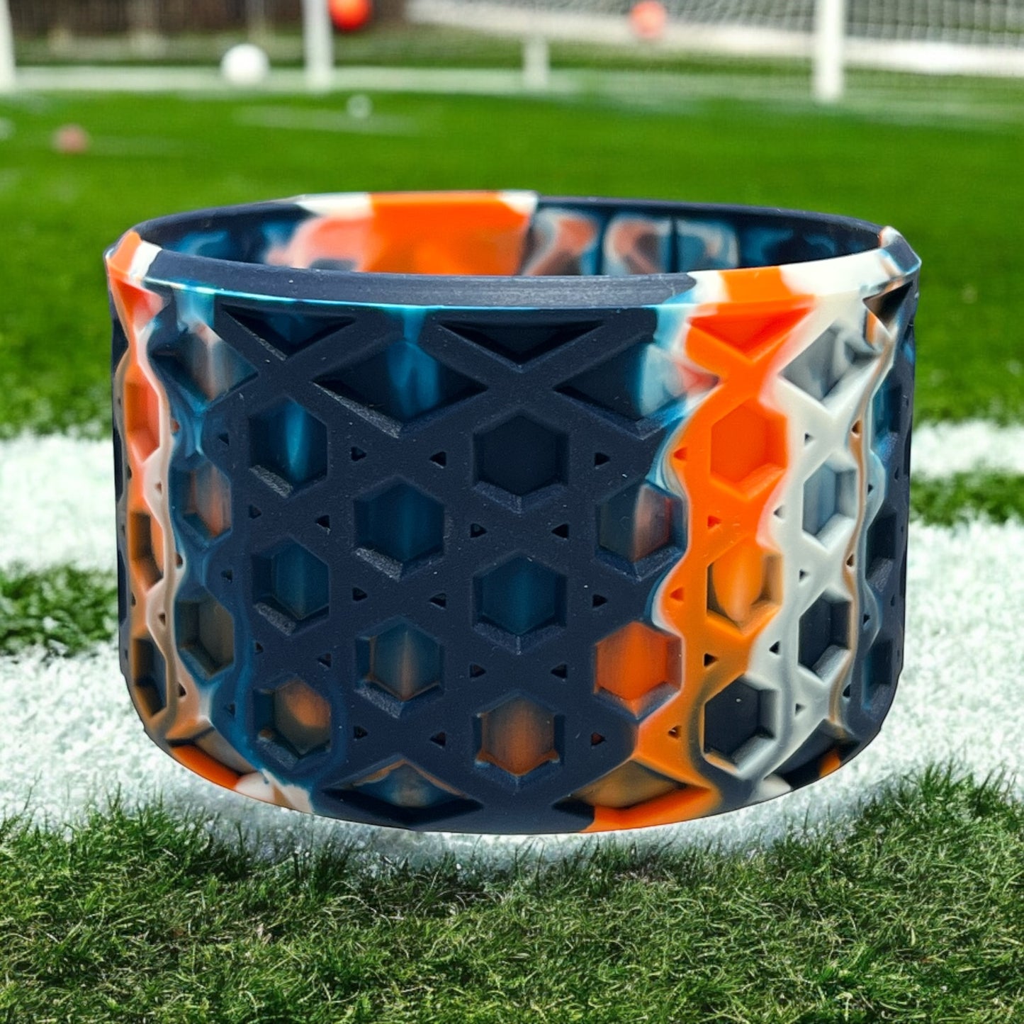 Navy, Orange, & White WAFFLE Silicone Tumbler Boot