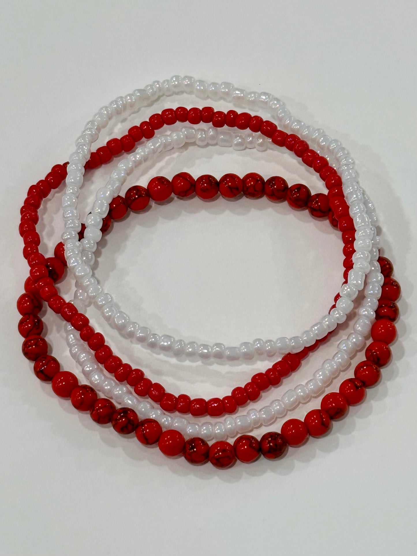 Red White - Tumbler Bracelet Stacks
