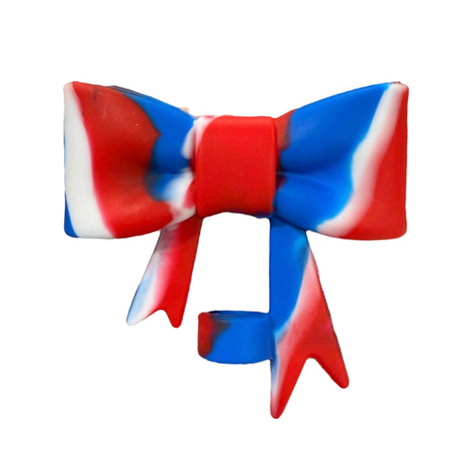 Patriotic Large Bow - Silicone Straw Topper 10mm
