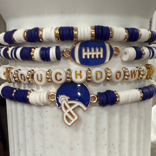 Football Navy White Gold - Tumbler Bracelet Stacks