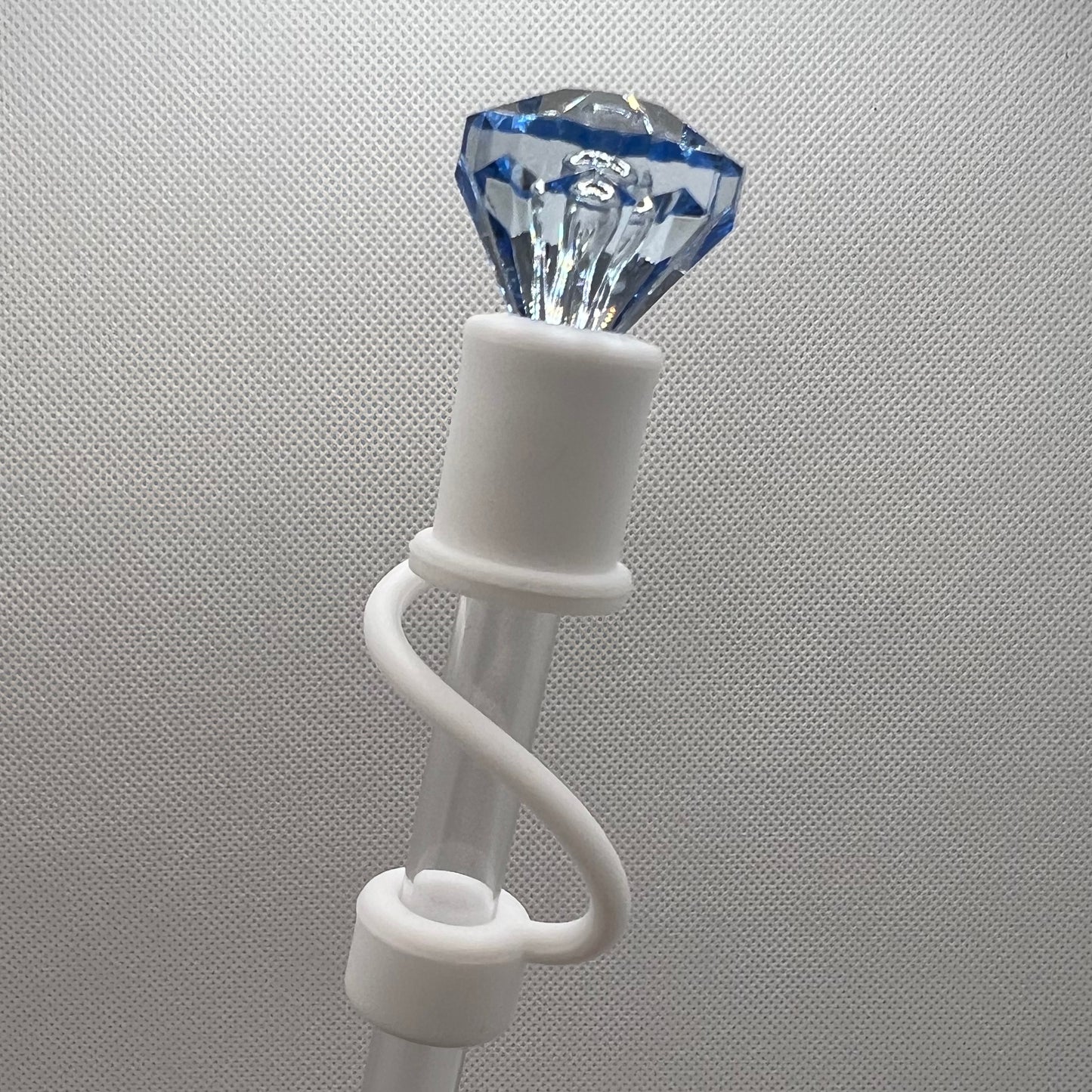 Blue Diamond WHITE Base Silicone Straw Topper 10mm