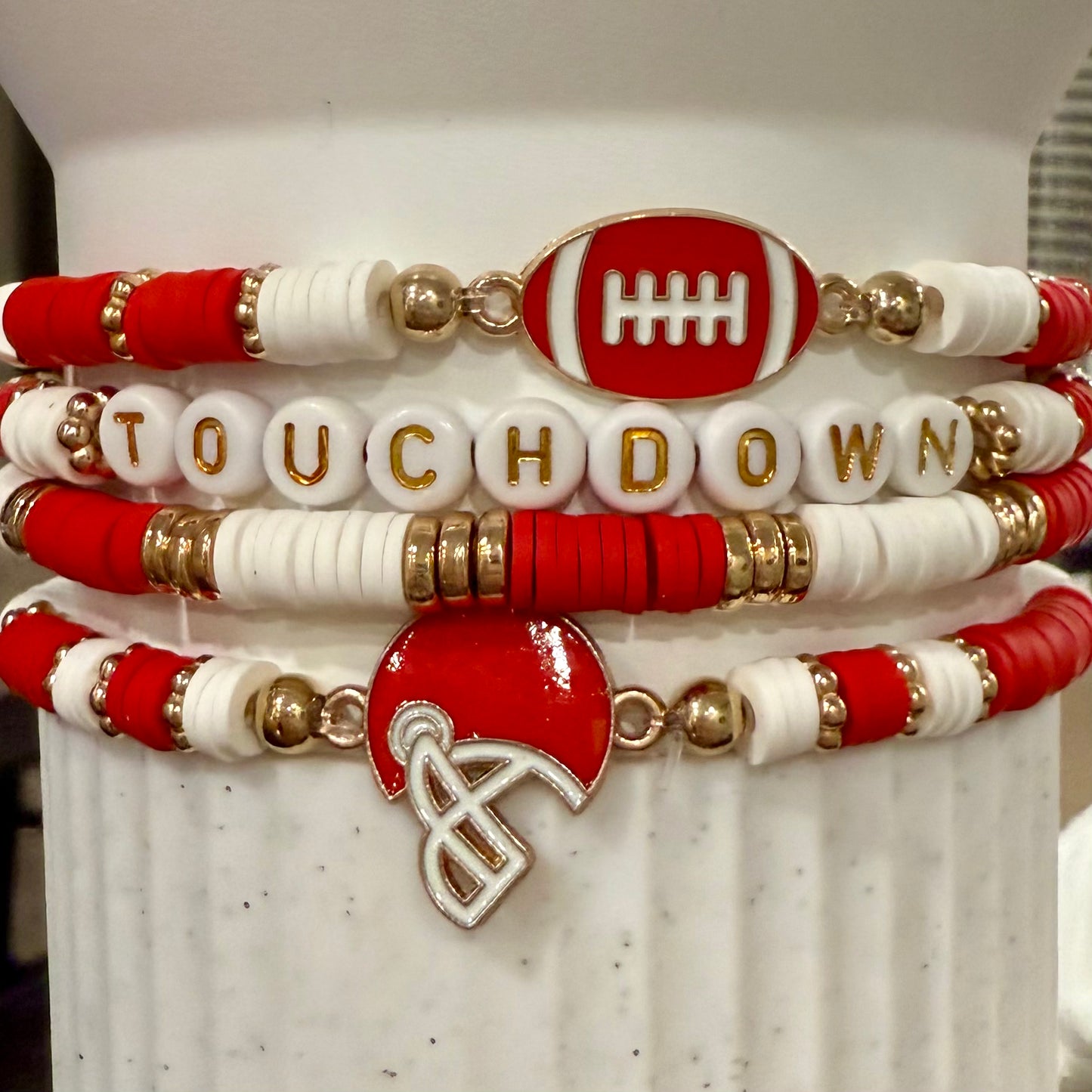 Football Red White Gold - Tumbler Bracelet Stacks