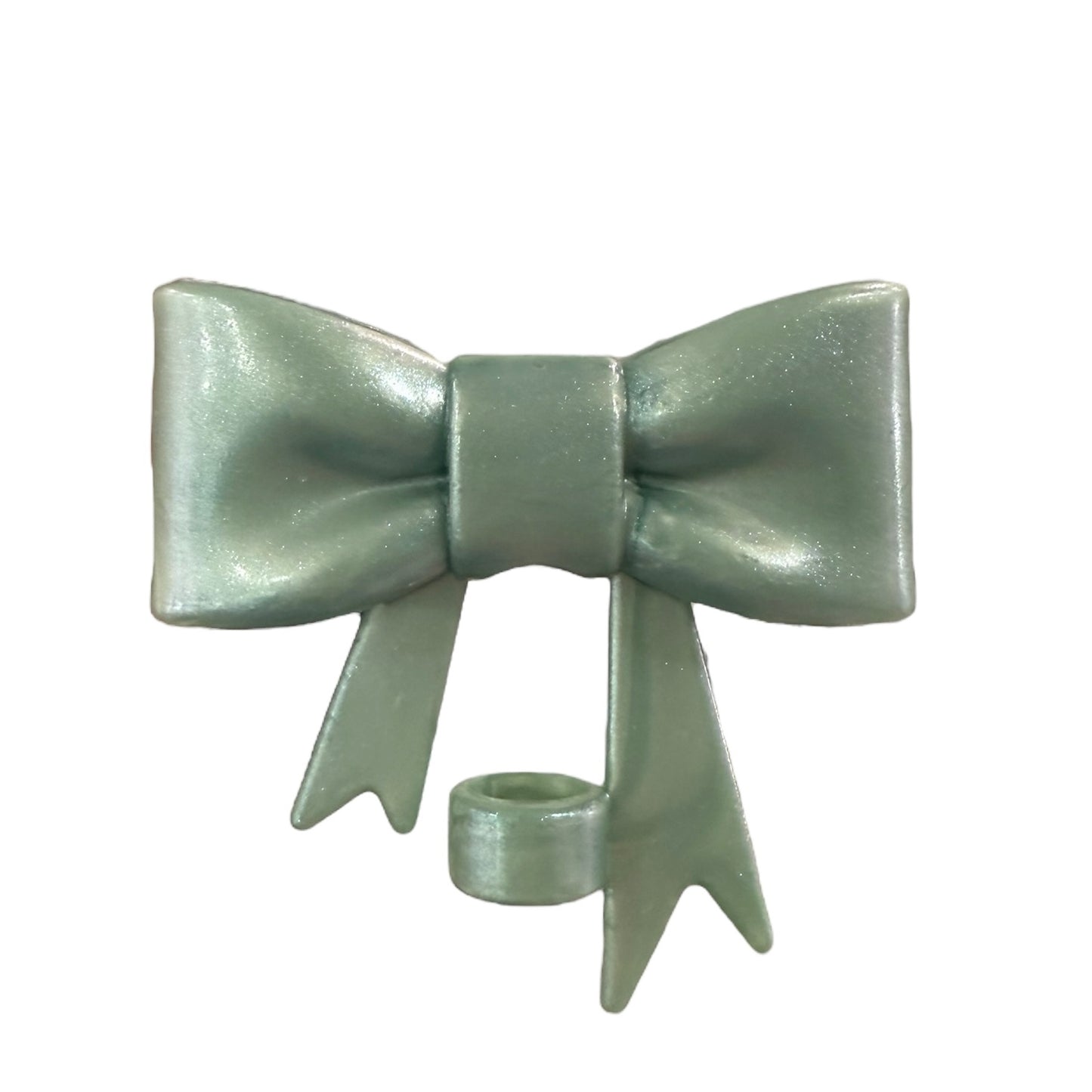 Sage Pearl Large Bow - Silicone Straw Topper 10mm