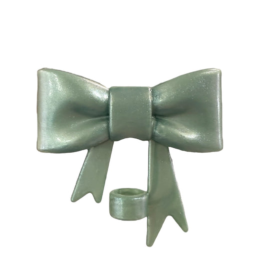 Sage Pearl Large Bow - Silicone Straw Topper 10mm