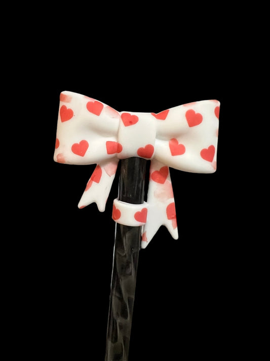 Valentine's Large Bow Silicone Straw Topper 10mm