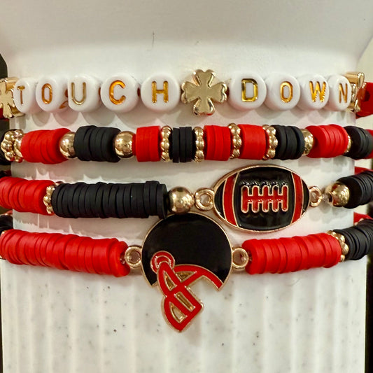 Football Red Black Gold - Tumbler Bracelet Stacks