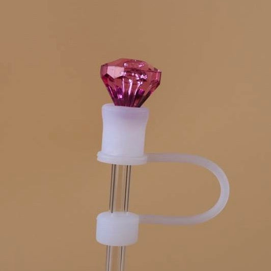 Fuchsia Diamond TRANSPARENT Base Straw Topper 10mm