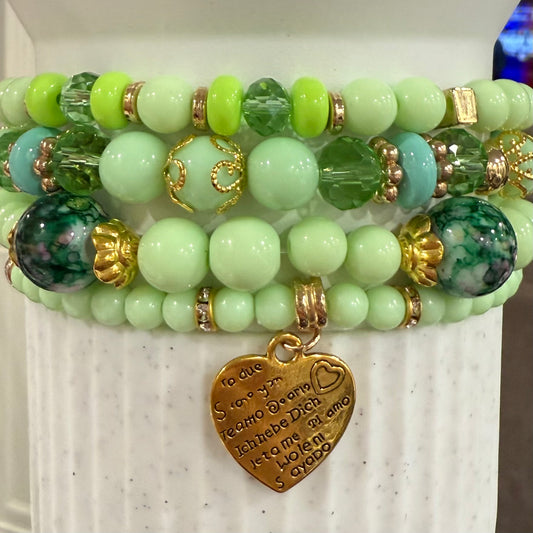 Love Language Green - Tumbler Bracelet Stacks