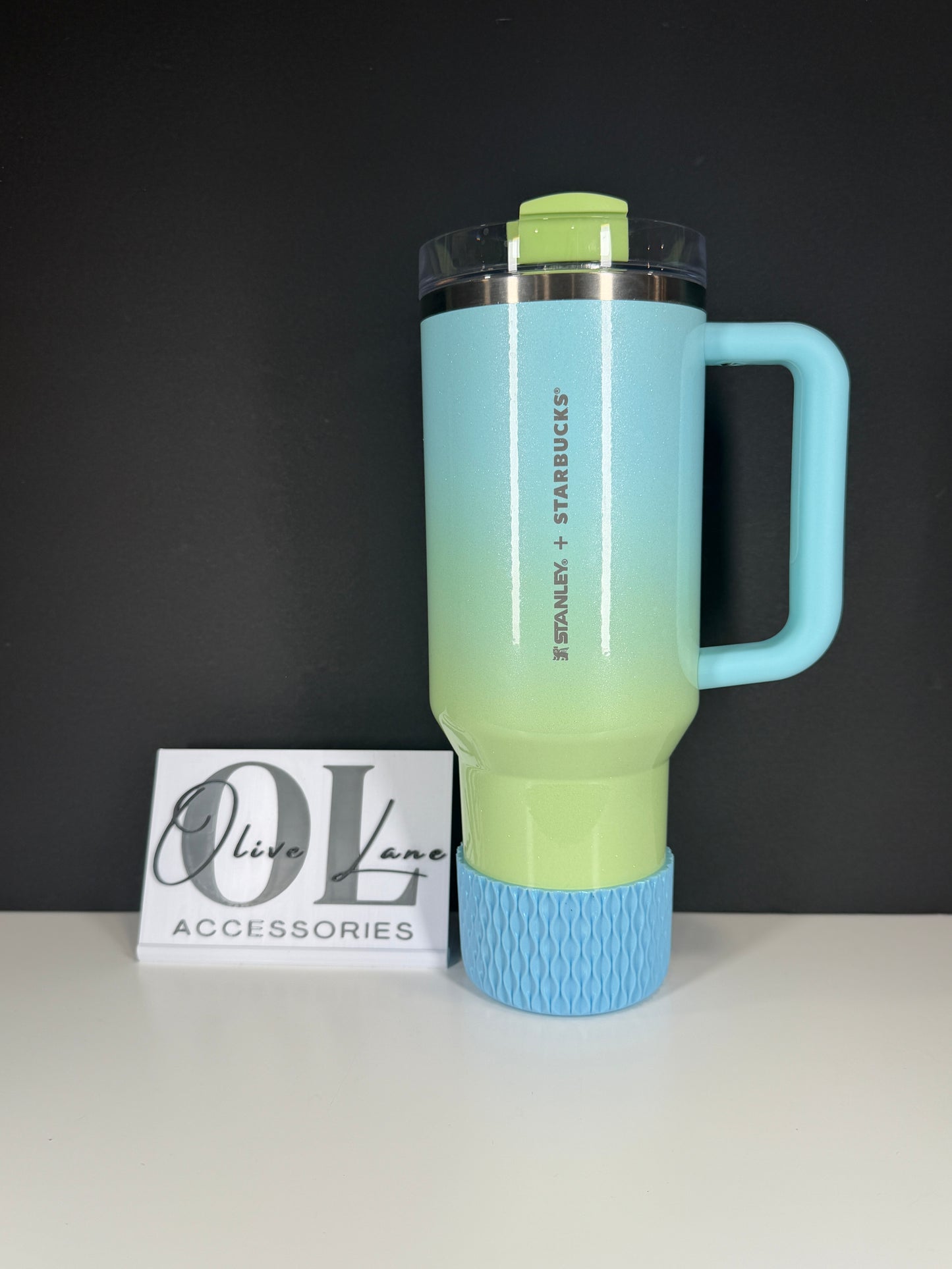 Baby Blue SHIMMER - WAVES Silicone Tumbler Boot