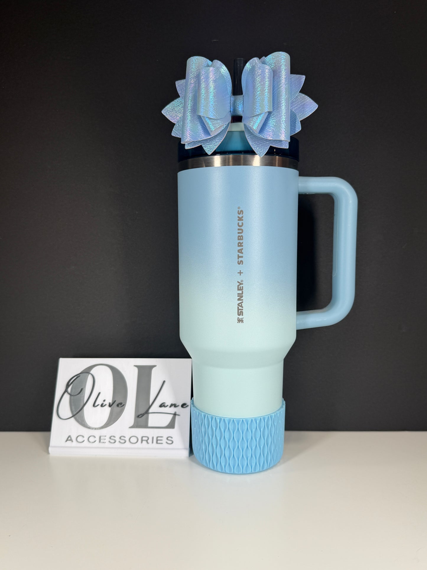 Baby Blue SHIMMER - WAVES Silicone Tumbler Boot