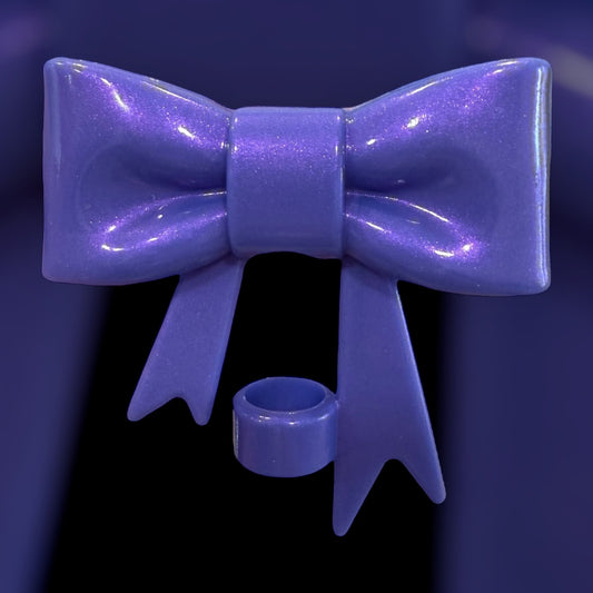 Purple Metallic Large Bow - Silicone Straw Topper 10mm