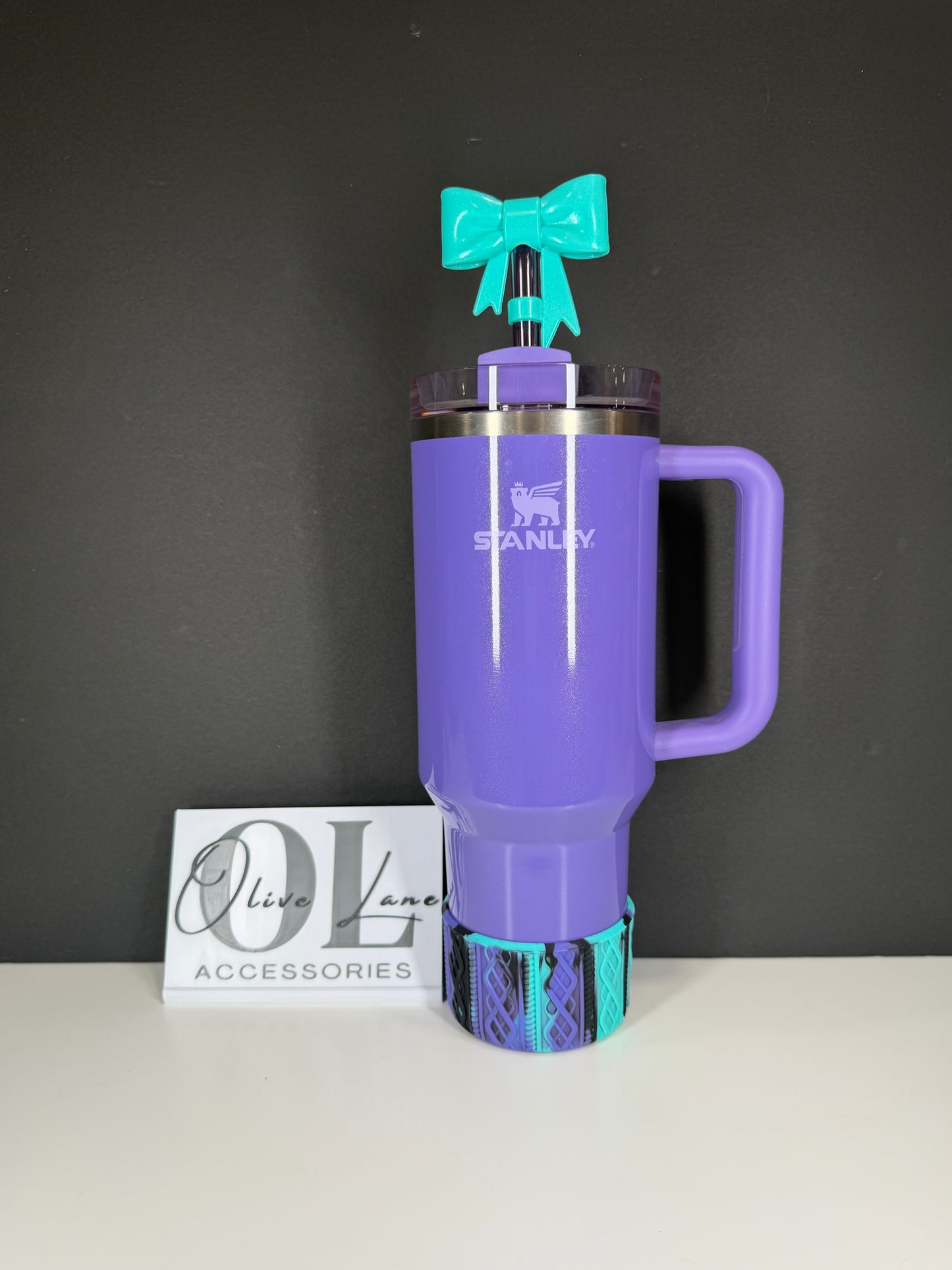 Tiffany Shimmer Large Bow - Silicone Straw Topper 10mm