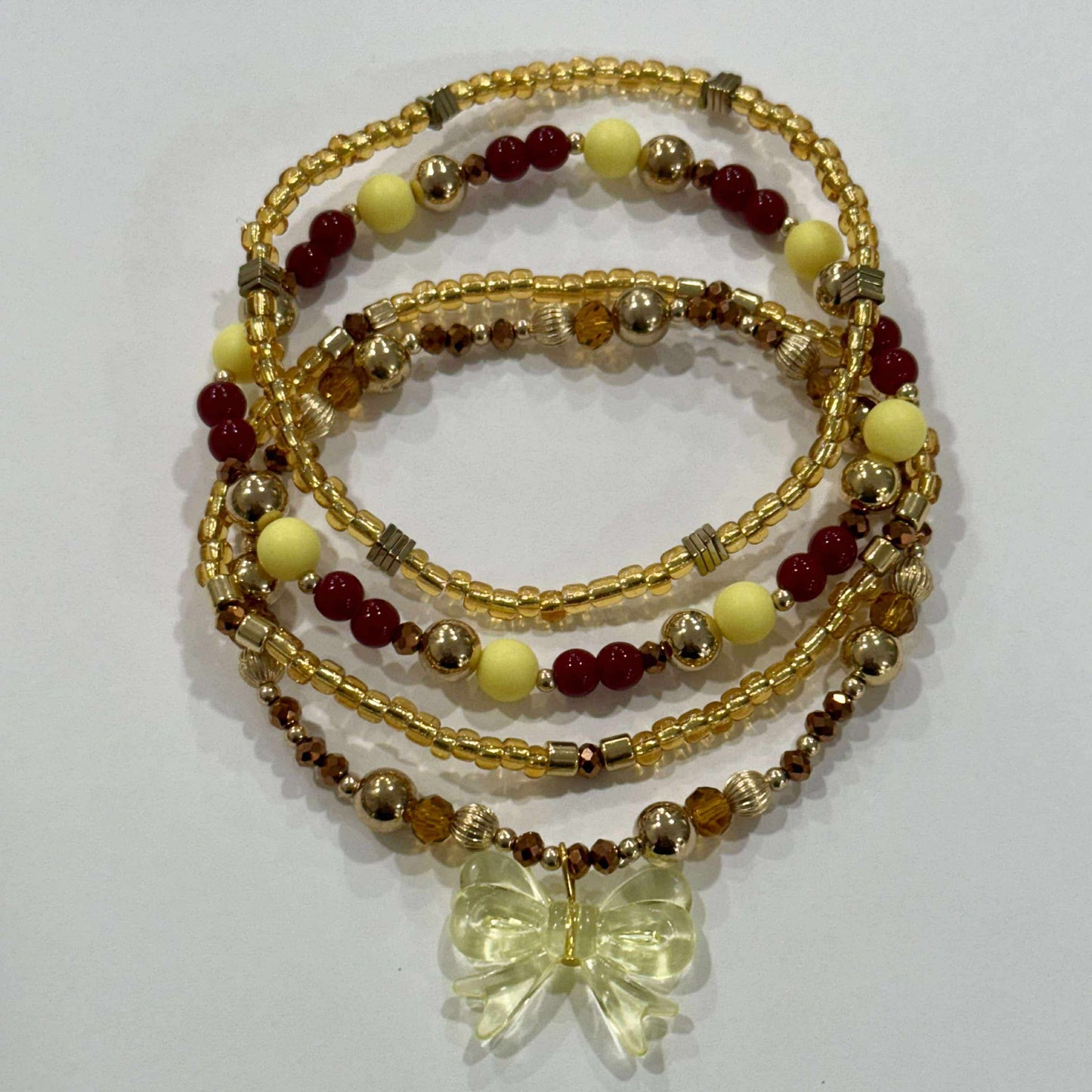 Maroon Yellow Gold - Tumbler Bracelet Stacks