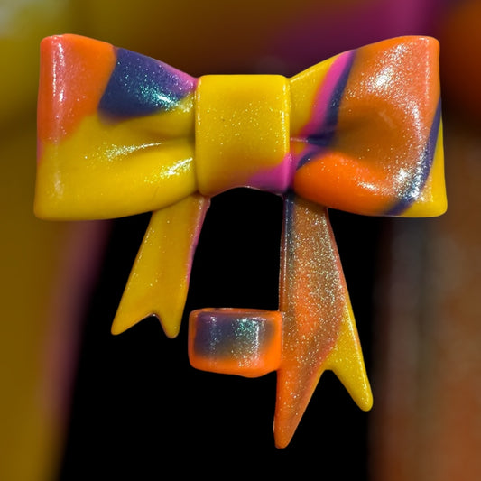 Sunset Swirl Shimmer Large Bow - Silicone Straw Topper 10mm
