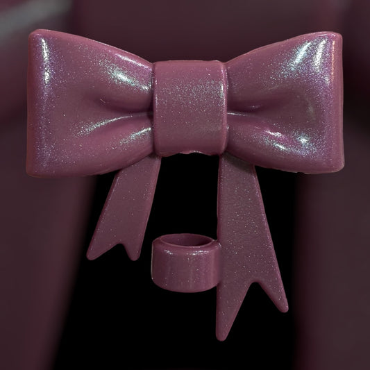 Mauve Shimmer Large Bow - Silicone Straw Topper 10mm