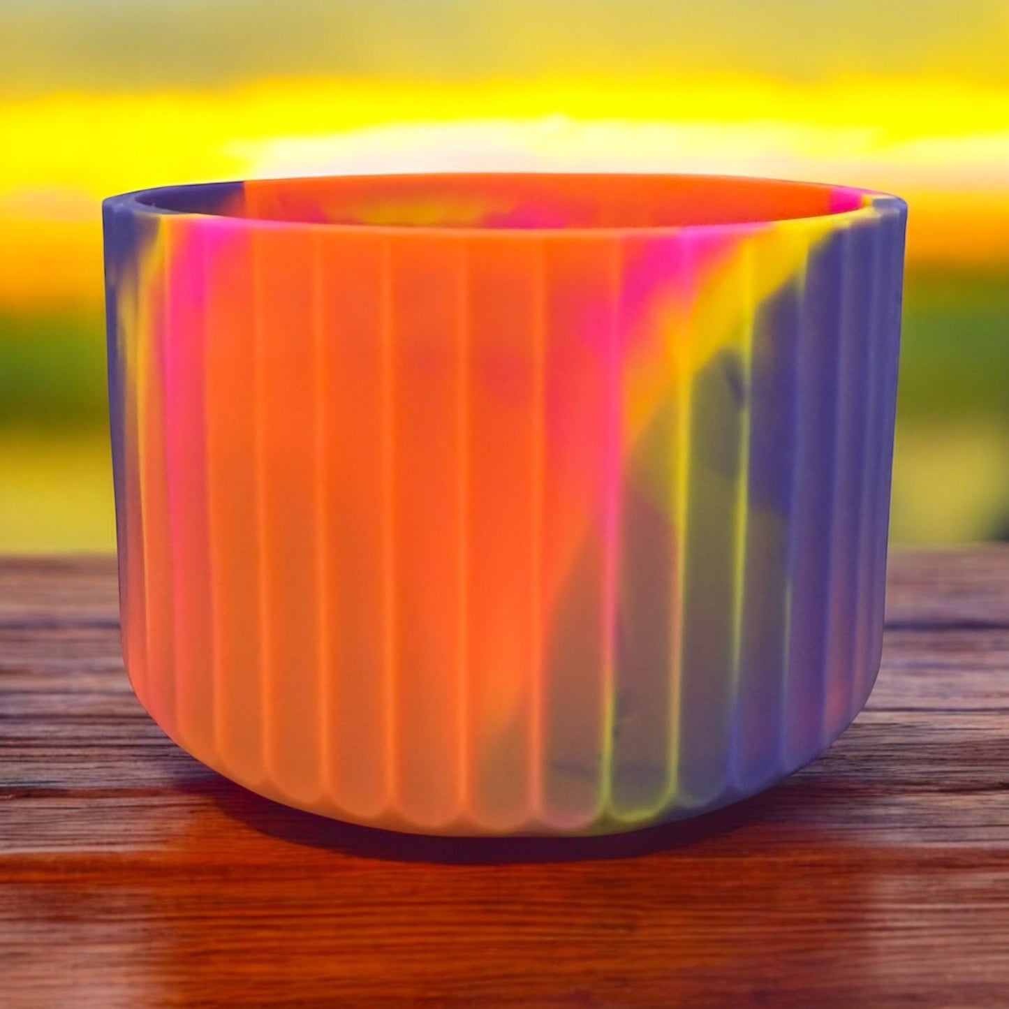 Sunset Swirl FLUTED Silicone Tumbler Boot