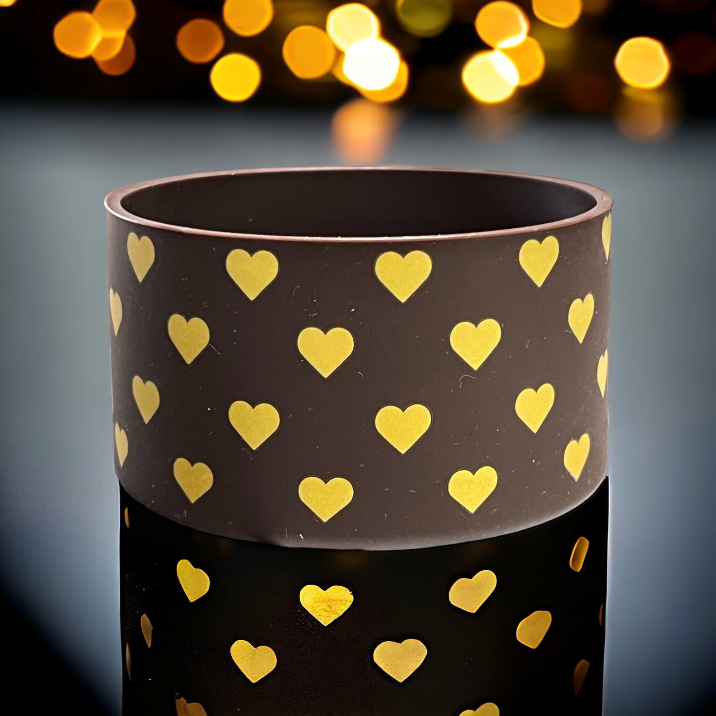 Golden Chocolate Hearts Silicone Tumbler Boot