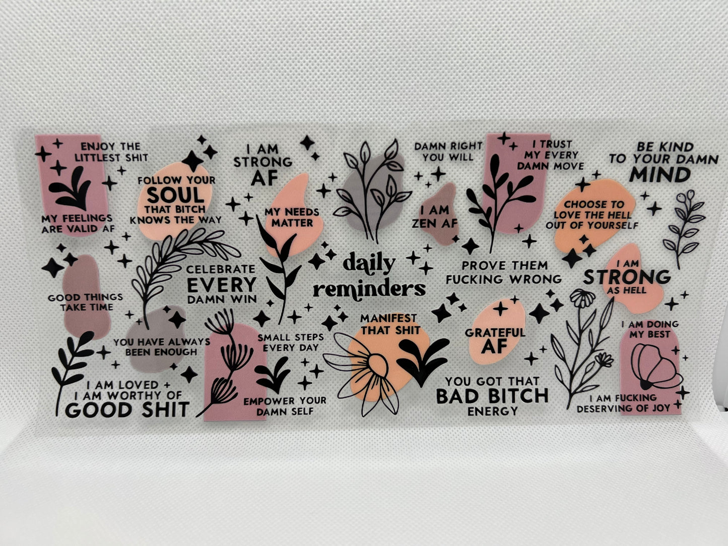 Floral Daily Reminders UV DTF Wrap Decal