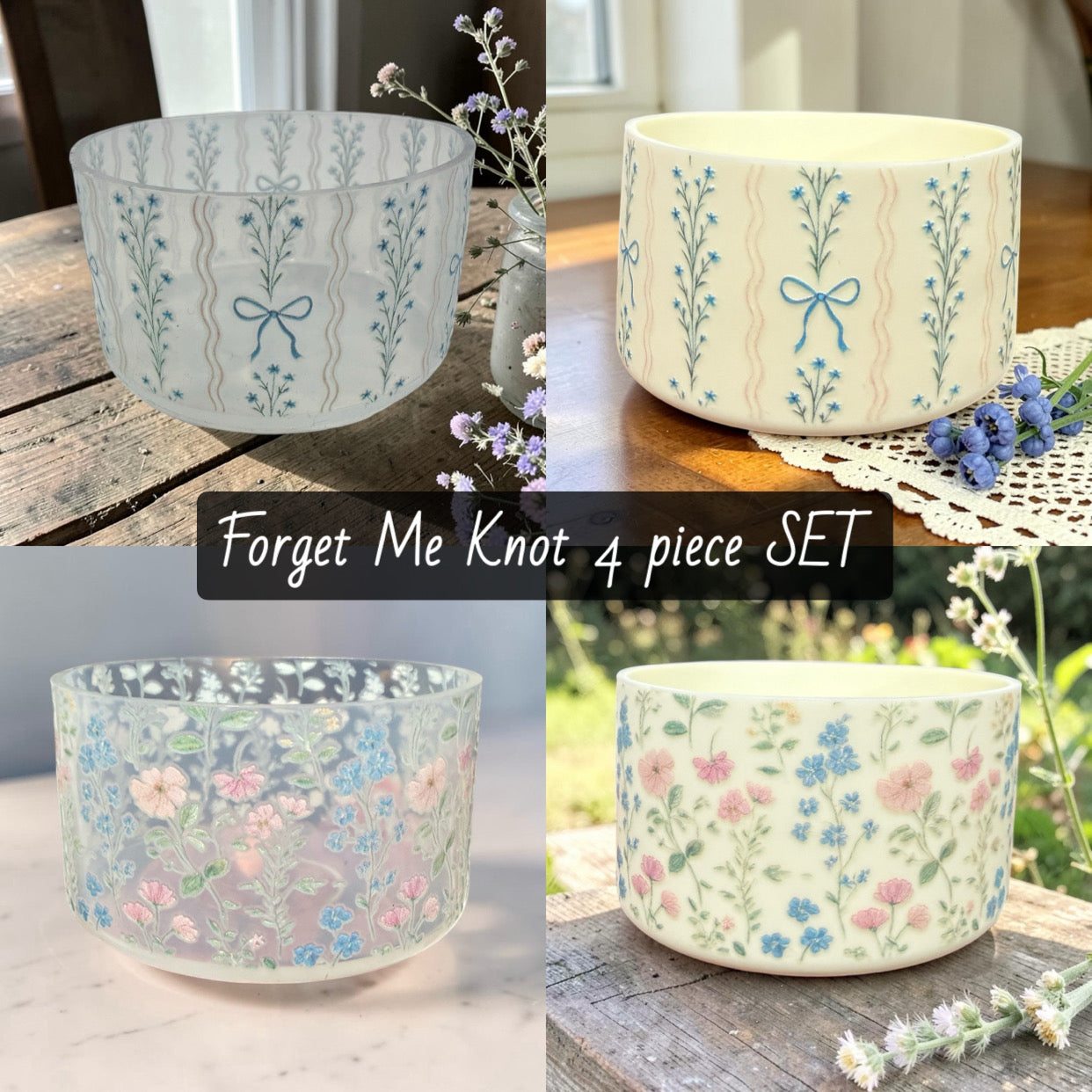 Forget Me Knot 4 Piece SET - 3D Silicone Tumbler Boot