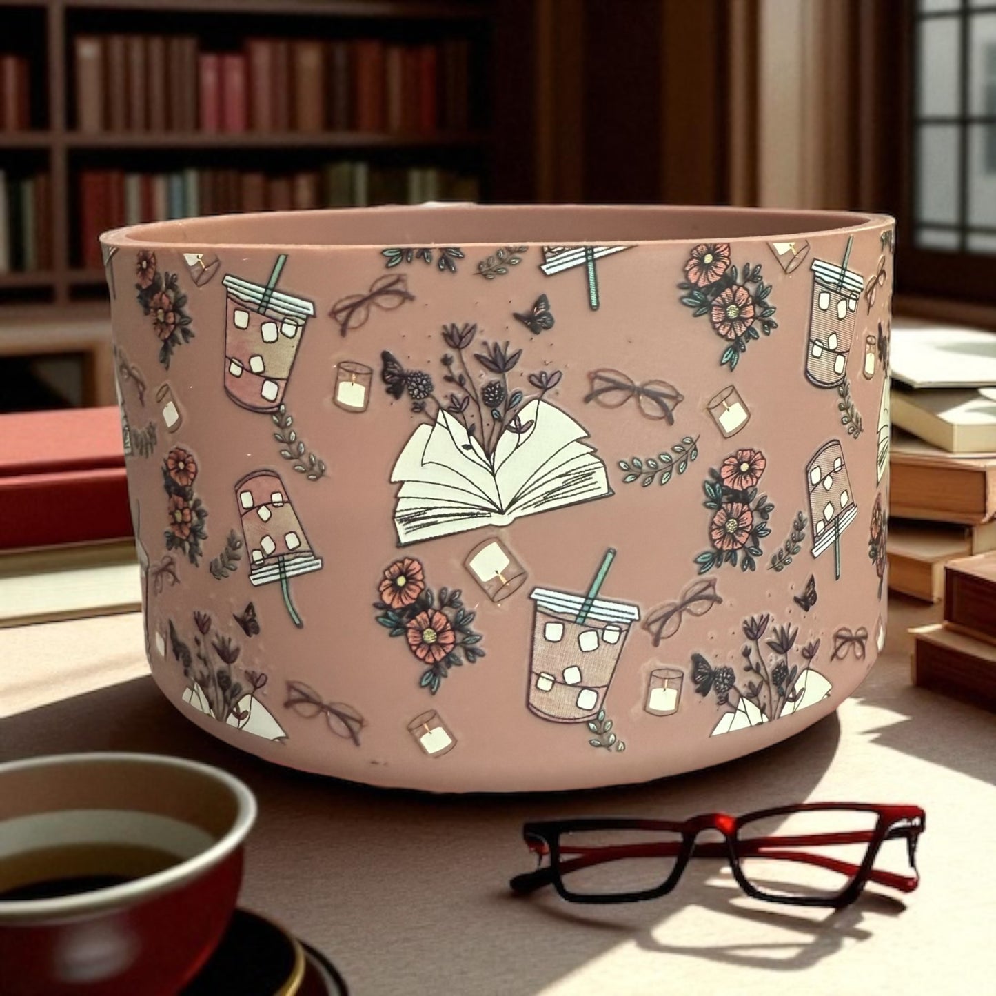 Bookish Dusty Rose - 3D Silicone Tumbler Boot