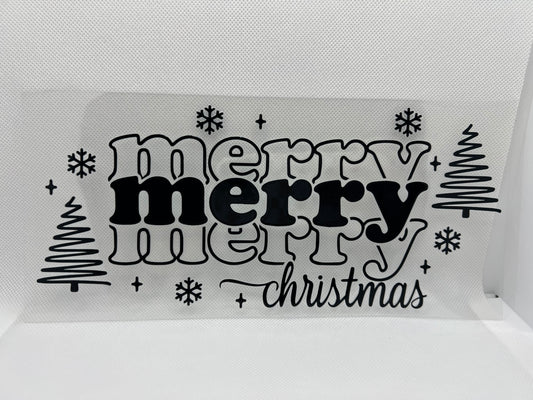 Merry Christmas Blk UV DTF Wrap Decal