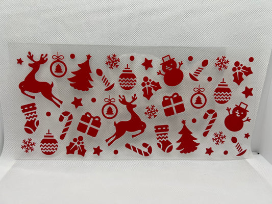 Red Christmas Decor UV DTF Wrap Decal