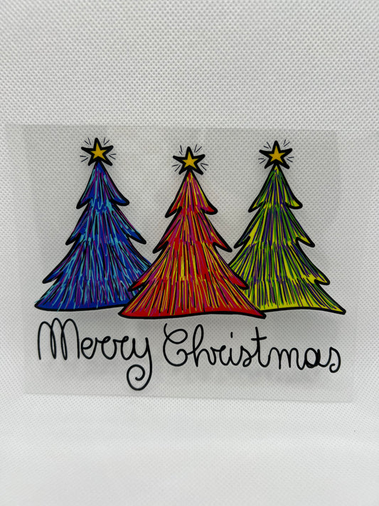 Merry Christmas Trees UV DTF Decal