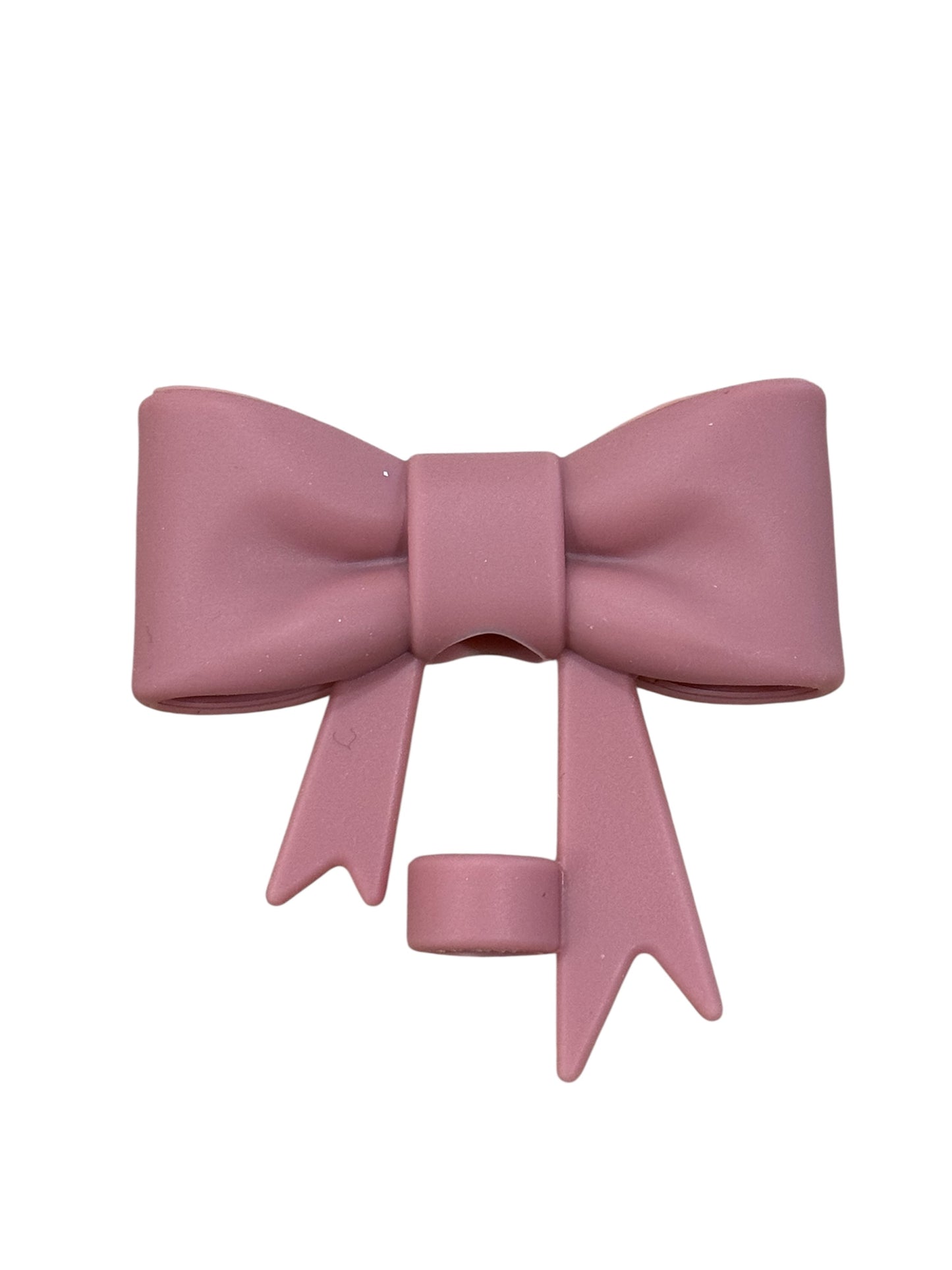 Antique Pink Matte Large Bow - Silicone Straw Topper 10mm