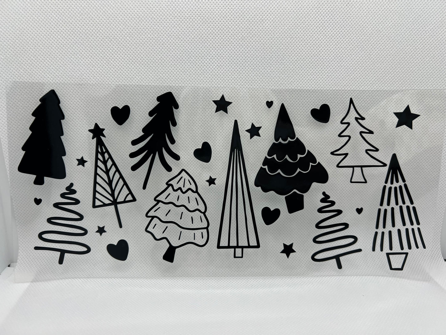 Christmas Trees Blk UV DTF Wrap Decal