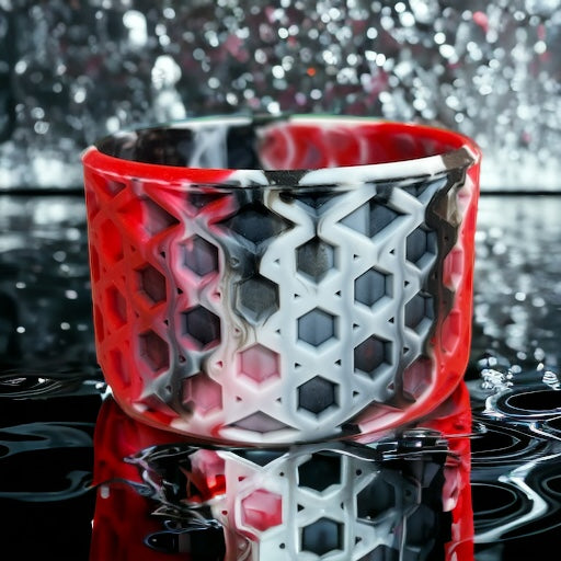 Red White Black Swirl WAFFLE Silicone Tumbler Boot