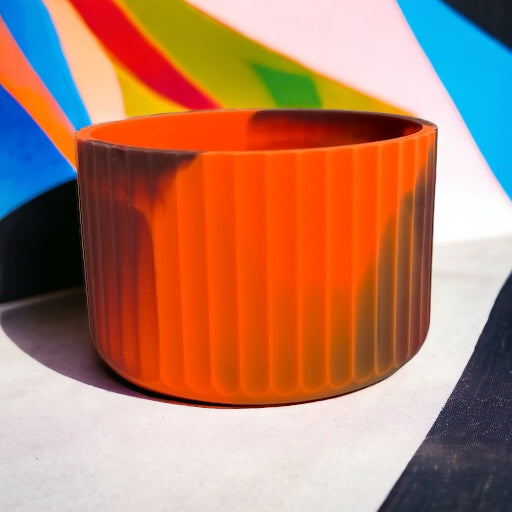 Orange Plum Swirl FLUTED Silicone Tumbler Boot